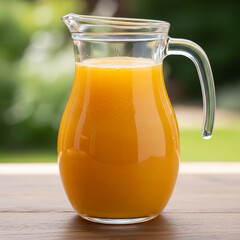 jug with orange juice, on the table