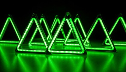 Neon green triangles on dark background