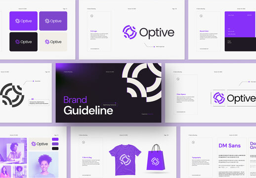 Corporate Identity Brand Guidelines Template with Purple Gradient