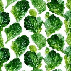 Fresh Green Kale Leaves for Healthy Cooking and Nutrition seamless pattern
