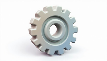 A simplistic 3D rendering of a gear isolated on a pristine white backdrop