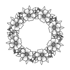 Outline floral wreath