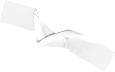 Clean white folded ribbon against a transparent background offering a versatile design element,...