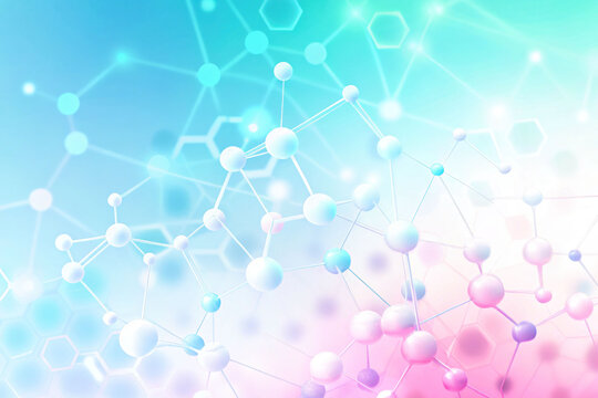 Bright, abstract background of interconnected molecules and hexagonal patterns, science and innovation