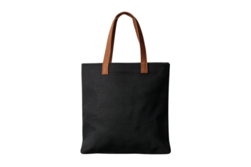 Simple canvas tote bag isolated on transparent background