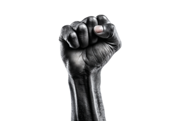 fist raised in solidarity isolated on transparent background