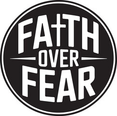 Faith over fear. Motivational quote design transparent isolated vector png