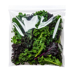 Assorted mixed greens in transparent plastic bag