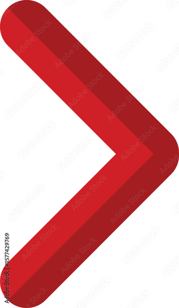 Poster red chevron arrow pointing to the right isolated on transparent background