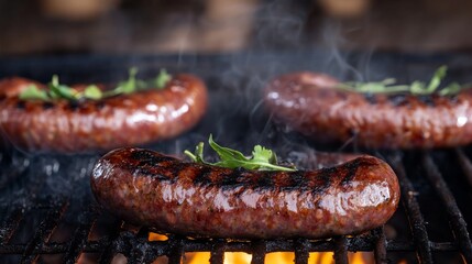 Grilled South African Boerewors on a Barbecue with Minimalist Design