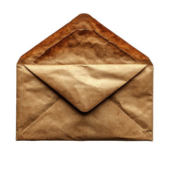 Envelope with blank paper isolated on transparent background.
