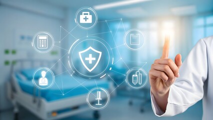 Obraz premium Digital Healthcare Security Protecting Patient Data and Privacy with Advanced Technology