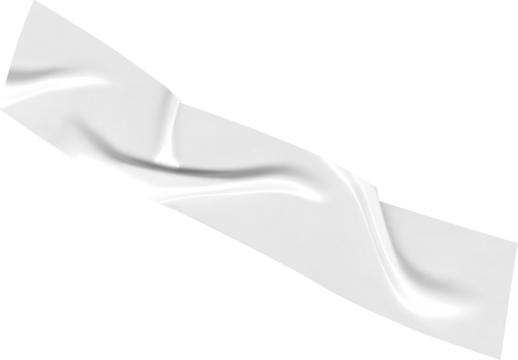 A glossy white paper ribbon or tape element curves diagonally across the transparent background with a gentle, subtle, elegant flow. - Powered by Adobe