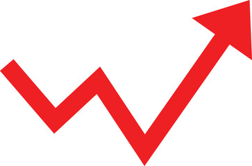 Red jagged line graph showing upward trend and growth isolated on transparent background