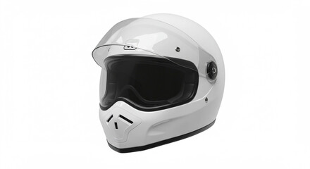 Fototapeta premium A pristine white motorcycle helmet featuring a clear visor and modern design for protection