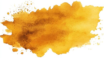 Fototapeta premium Abstract watercolor wash of yellow and brown with splatter