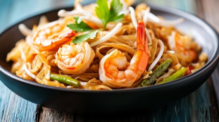 Delicious Minimalist Pad Thai with Shrimp and Fresh Vegetables
