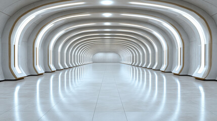 Obraz premium Futuristic underground terminal features smooth, curved architecture with bright lighting