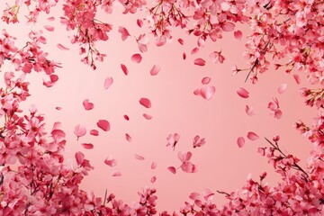 Pink Petals and Blossoms on a Pastel Background