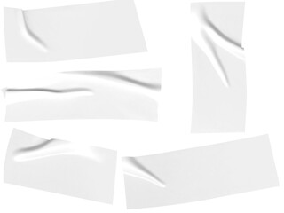 Collection of white adhesive tape pieces offers versatile design elements for creative projects and...