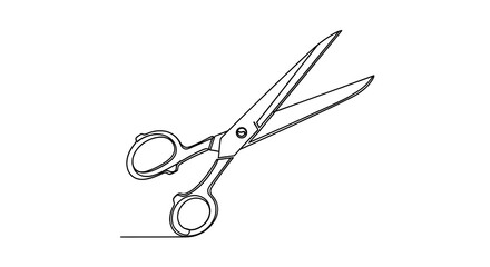 Fototapeta premium Continuous Line Drawing of Open Scissors