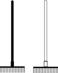 Gardening tools icon set hand rake vector collection isolated on transparent background for creative projects. Gardening tools landscape construction farm work equipment