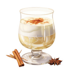 Rompope Mexican Eggnog or Ponche de Huevo isolated on transparent background.