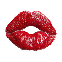 Close-Up of Bright Red Lips with Glossy Finish and Textured Surface