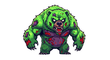Ferocious toxic green zombie grizzly bear
