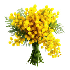 Bouquet of fresh spring yellow flower isolated on transparent background.