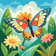 Colorful butterfly on a flower, a vibrant insect in the beauty of nature's summer garden