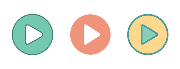 Play Icons in Circle: Simple minimalist play icons in circles representing the symbol of media content to provide a visually appealing and accessible interface for user interaction.