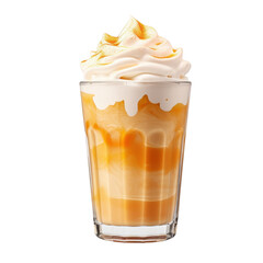 Tulip pint glass of fresh delicious golden colored drink isolated on transparent background.