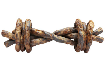 Barbed wire isolated on white background with clipping path for graphic designer, fence and home garden protection