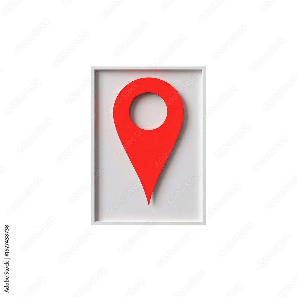 Fototapete red map pointer icon in white frame - location marker symbol