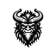 Obraz premium Fierce Beast Head with Intricate Horns and Detailed Fur Design.