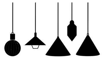 Naklejka premium Minimalist Hanging Pendant Lights Vector