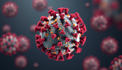 Microscopic portrayal of a viral organism demonstrating its structural characteristics and