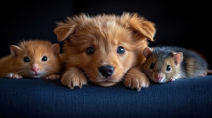Fototapeta premium Adorable puppy with rodents