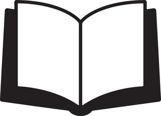 Simple black and white illustration of an open book suitable for education or knowledge concepts
