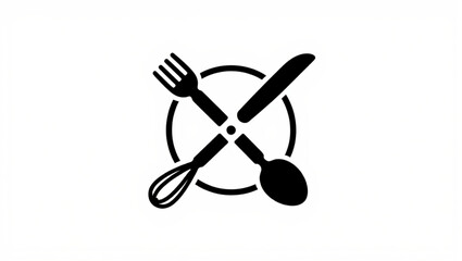 Simple white line art icon of steaming noodles in a bowl with chopsticks on a blue background