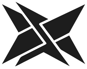 Abstract geometric black silhouette design featuring intersecting triangular vector shapes