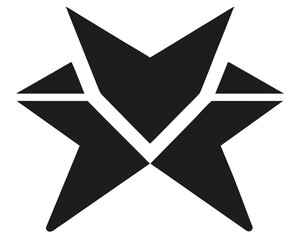 Abstract silhouette design composed of intersecting triangle shapes in black