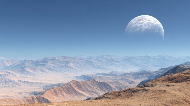 Alien landscape with planet