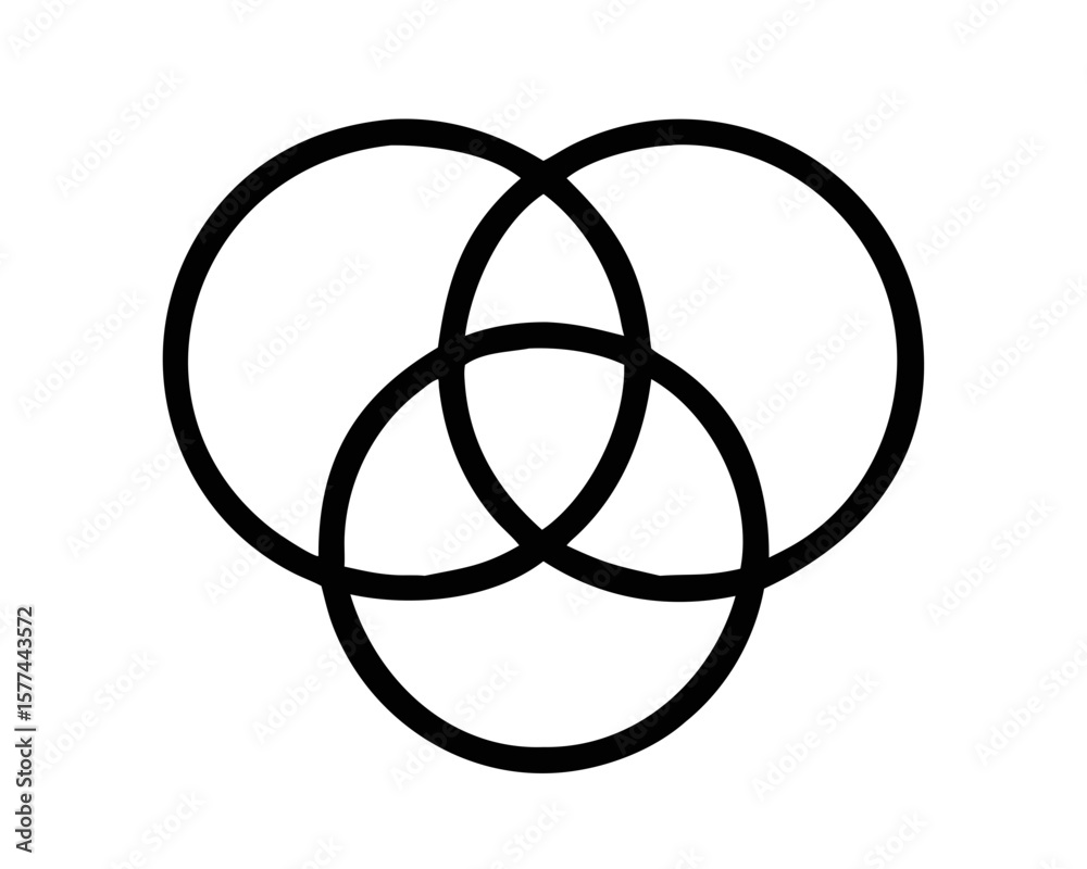 Poster abstract geometric vector design featuring three overlapping circles in a silhouette form