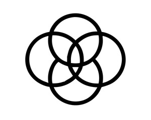 Overlapping circle silhouette design with transparency for graphic elements and branding