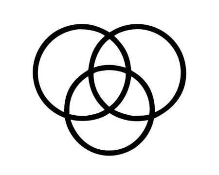 Abstract geometric vector design featuring three overlapping circles in a silhouette form