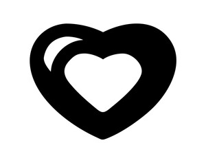 Black heart outline silhouette design with transparency for romantic and love concepts