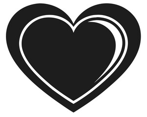 Elegant black heart outline silhouette vector design with subtle inner details