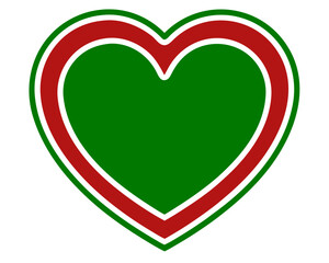 Elegant heart shape with a green center and a red border for design projects